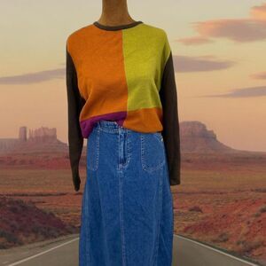 Colorblock Dopamine Vintage Wool Blend Retro Winter Ski Sweater:Dark Academia